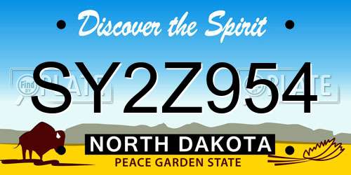 SY2Z954 North Dakota License Plate