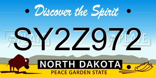 SY2Z972 North Dakota License Plate