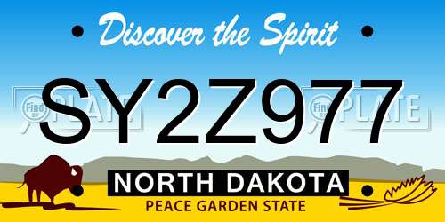 SY2Z977 North Dakota License Plate