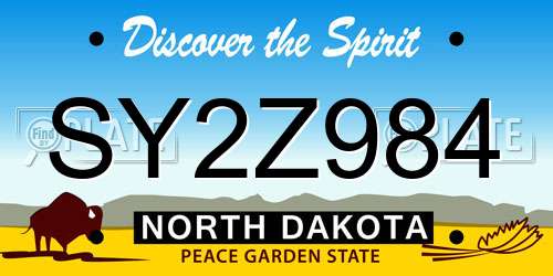 SY2Z984 North Dakota License Plate