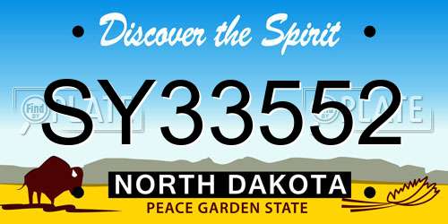 SY33552 North Dakota License Plate