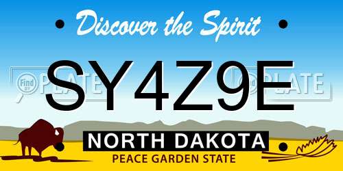 SY4Z9E North Dakota License Plate