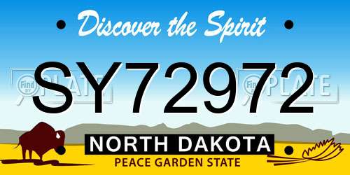 SY72972 North Dakota License Plate