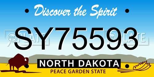 SY75593 North Dakota License Plate