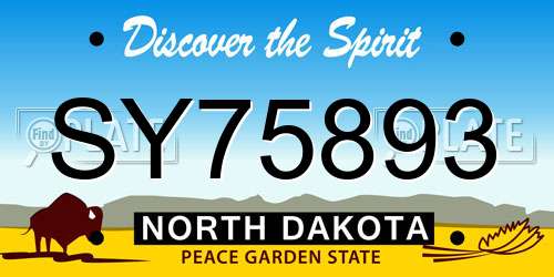 SY75893 North Dakota License Plate