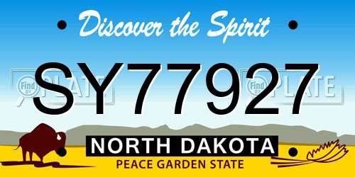 SY77927 North Dakota License Plate