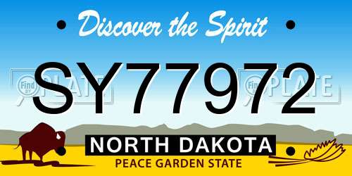 SY77972 North Dakota License Plate