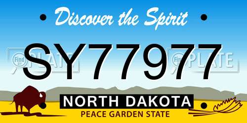 SY77977 North Dakota License Plate