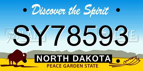 SY78593 North Dakota License Plate