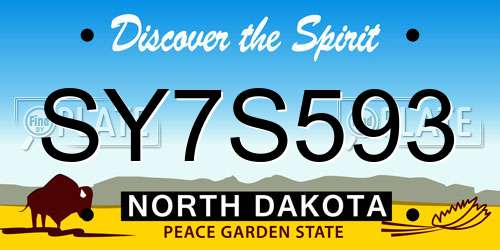 SY7S593 North Dakota License Plate