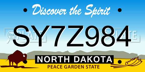 SY7Z984 North Dakota License Plate