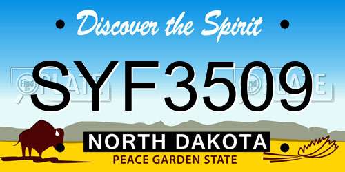 SYF3509 North Dakota License Plate
