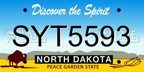 SYT5593 North Dakota License Plate