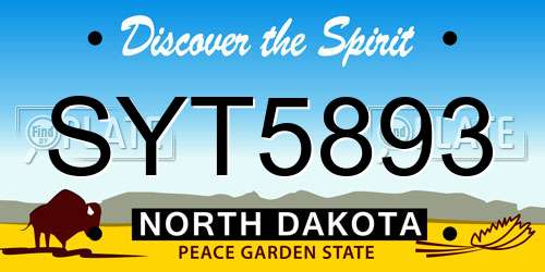 SYT5893 North Dakota License Plate