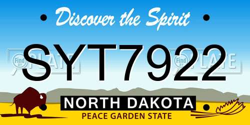 SYT7922 North Dakota License Plate