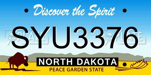 SYU3376 North Dakota License Plate