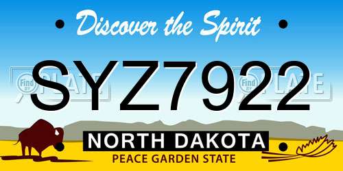 SYZ7922 North Dakota License Plate