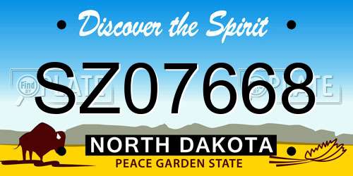 SZ07668 North Dakota License Plate