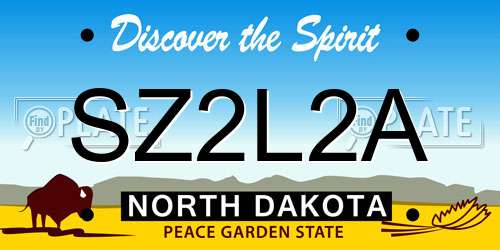 SZ2L2A North Dakota License Plate