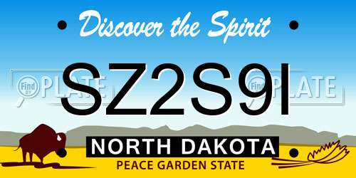 SZ2S9I North Dakota License Plate