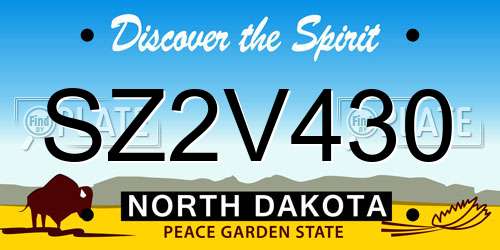SZ2V430 North Dakota License Plate