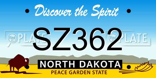 SZ362 North Dakota License Plate