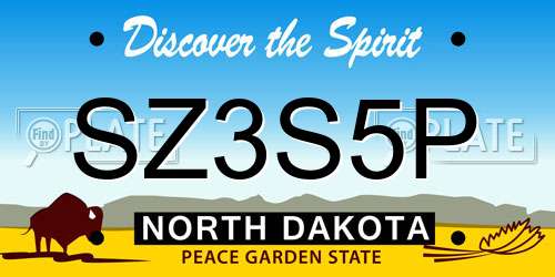 SZ3S5P North Dakota License Plate