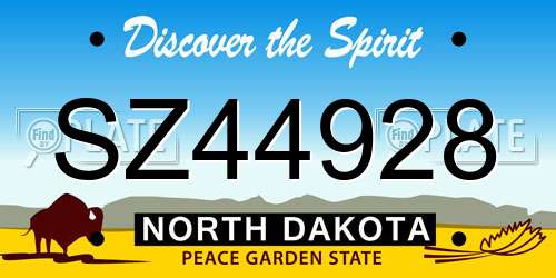 SZ44928 North Dakota License Plate