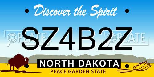 SZ4B2Z North Dakota License Plate
