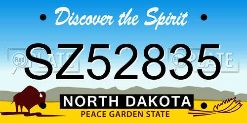 SZ52835 North Dakota License Plate