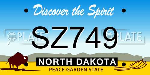 SZ749 North Dakota License Plate