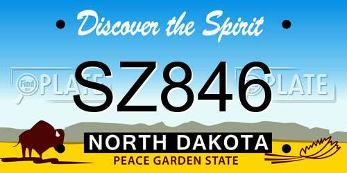 SZ846 North Dakota License Plate