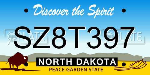 SZ8T397 North Dakota License Plate