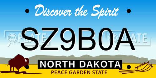 SZ9B0A North Dakota License Plate