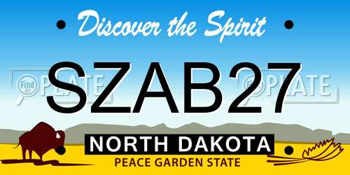 SZAB27 North Dakota License Plate