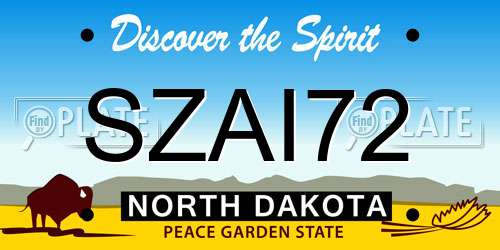 SZAI72 North Dakota License Plate