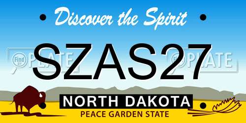 SZAS27 North Dakota License Plate