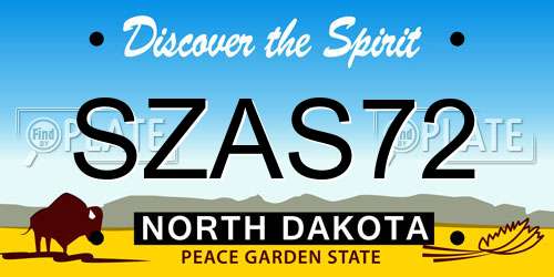SZAS72 North Dakota License Plate