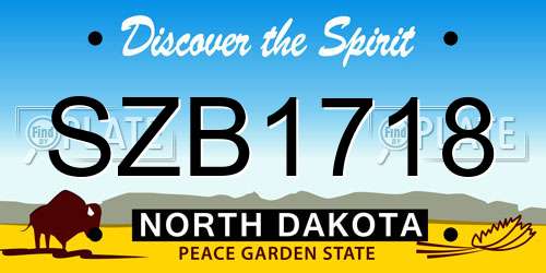 SZB1718 North Dakota License Plate