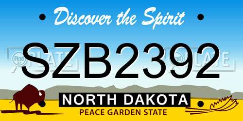 SZB2392 North Dakota License Plate