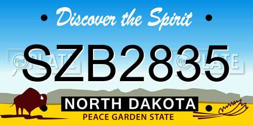 SZB2835 North Dakota License Plate