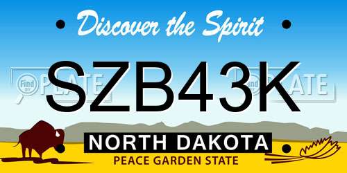 SZB43K North Dakota License Plate