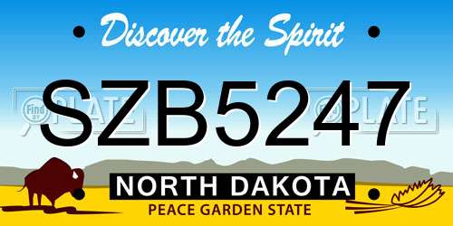 SZB5247 North Dakota License Plate