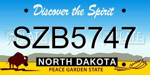 SZB5747 North Dakota License Plate