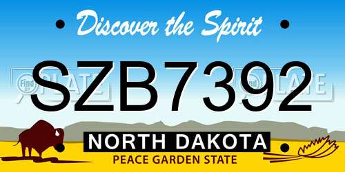 SZB7392 North Dakota License Plate