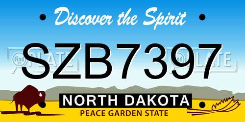 SZB7397 North Dakota License Plate