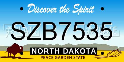 SZB7535 North Dakota License Plate