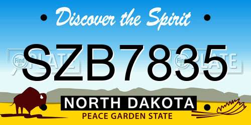SZB7835 North Dakota License Plate