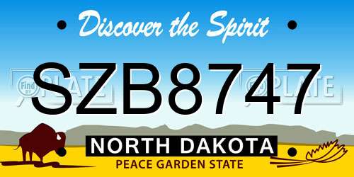SZB8747 North Dakota License Plate