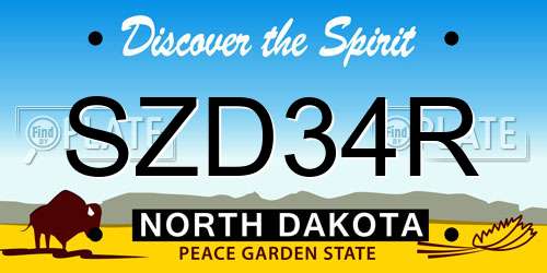 SZD34R North Dakota License Plate